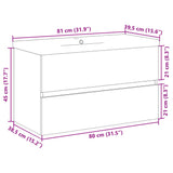 Meuble avec vasque intégrée chêne artisanal 81x39,5x49 cm