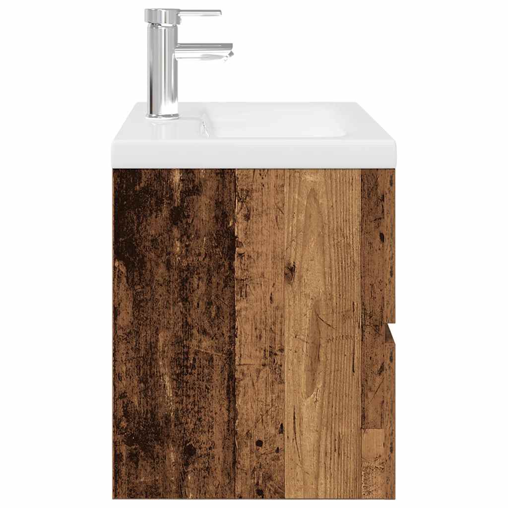 Meuble lavabo avec bassin et robinet intégrés vieux bois