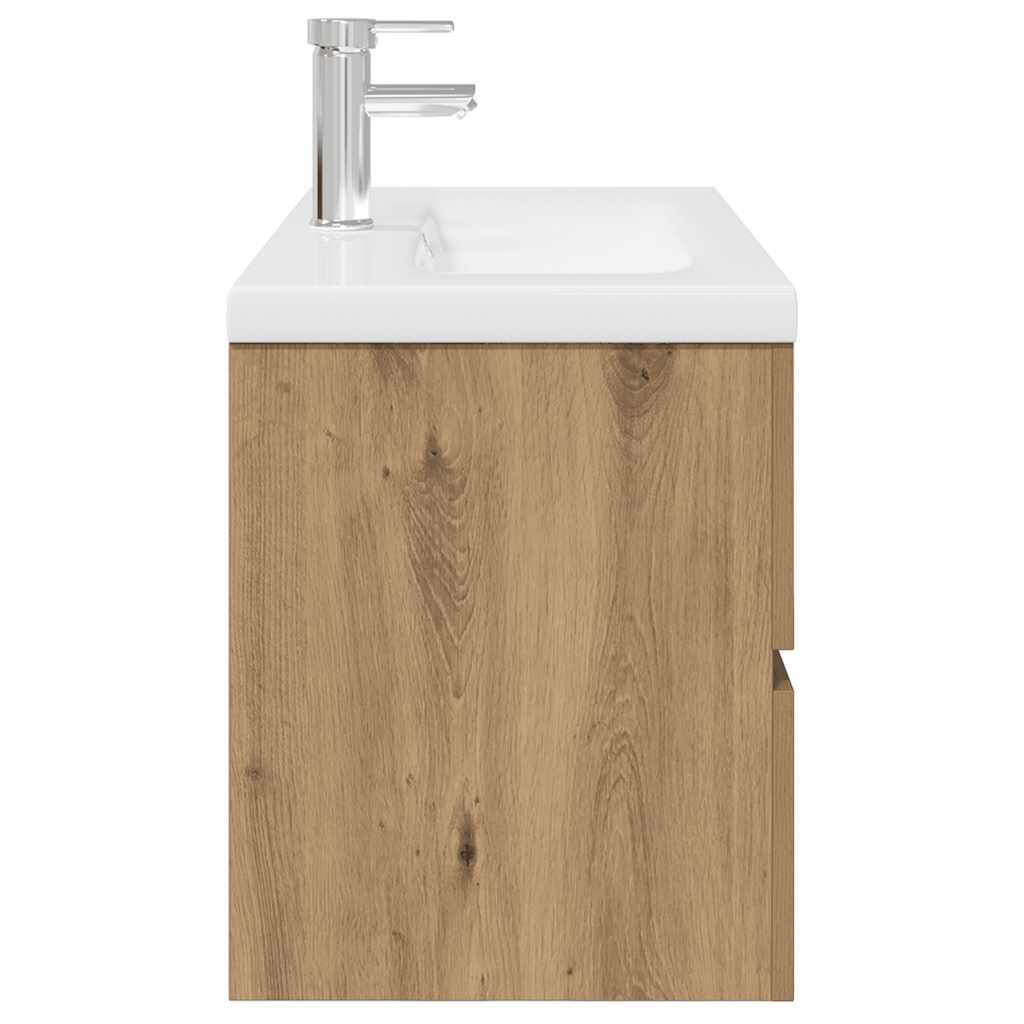 Meuble lavabo avec bassin et robinet intégrés chêne artisanal