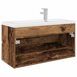 Meuble lavabo avec bassin et robinet intégrés vieux bois