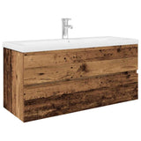 Meuble lavabo avec bassin et robinet intégrés vieux bois