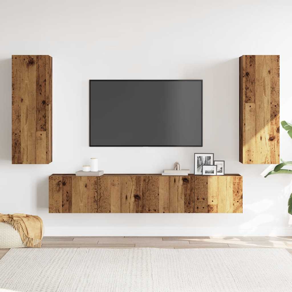 Meubles TV muraux 4 pcs vieux bois bois d'ingénierie