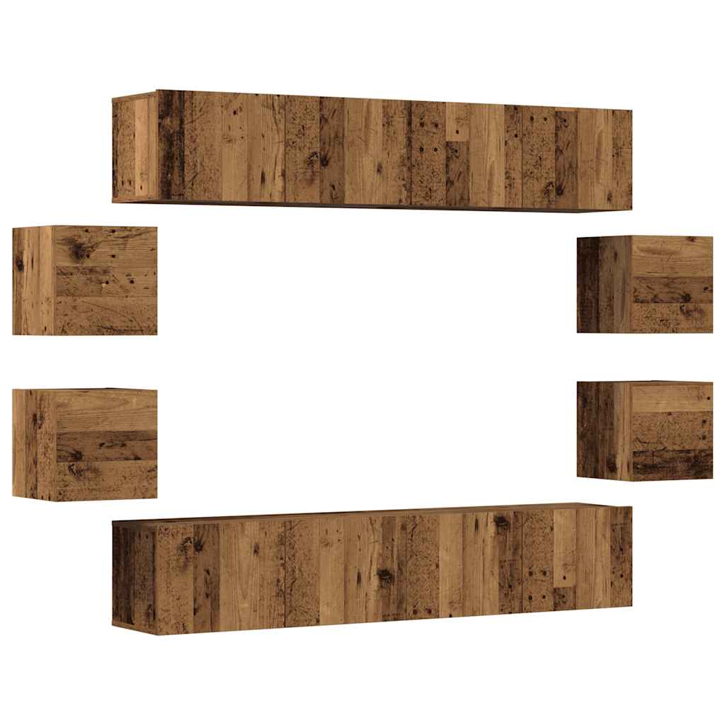 Meubles TV muraux 8 pcs vieux bois bois d'ingénierie