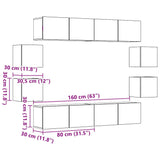 Meubles TV muraux 8 pcs vieux bois bois d'ingénierie