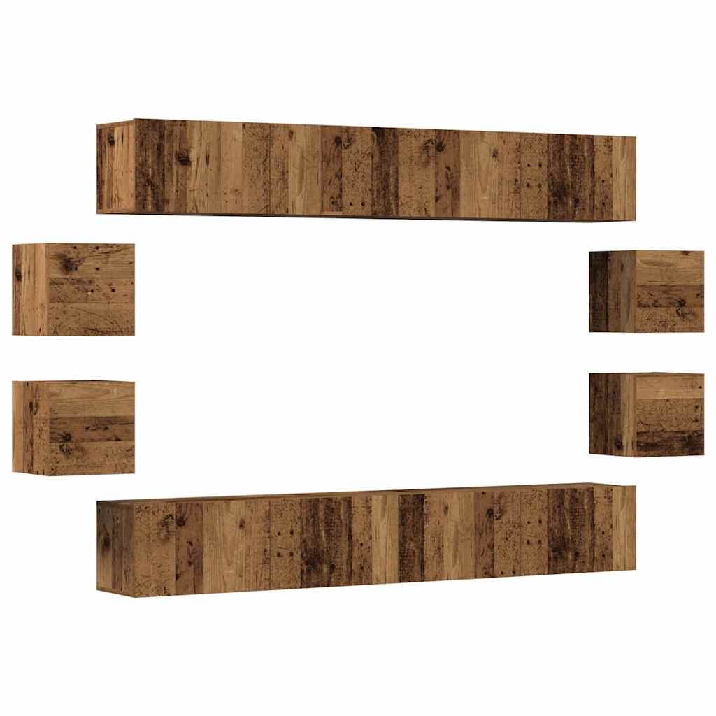 Meubles TV muraux 8 pcs vieux bois bois d'ingénierie