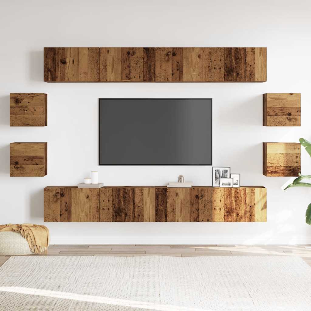 Meubles TV muraux 8 pcs vieux bois bois d'ingénierie