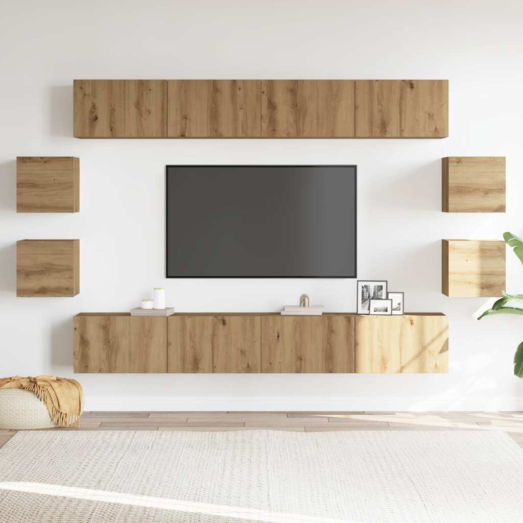 Meubles TV muraux 8 pcs chêne artisanal bois d'ingénierie