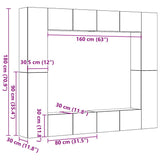 Meubles TV muraux 8 pcs vieux bois bois d'ingénierie