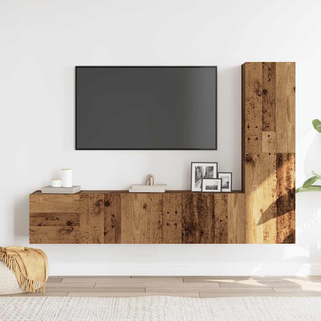 Meubles TV muraux 3 pcs vieux bois bois d'ingénierie