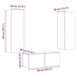 Meubles TV muraux 3 pcs chêne artisanal bois d'ingénierie