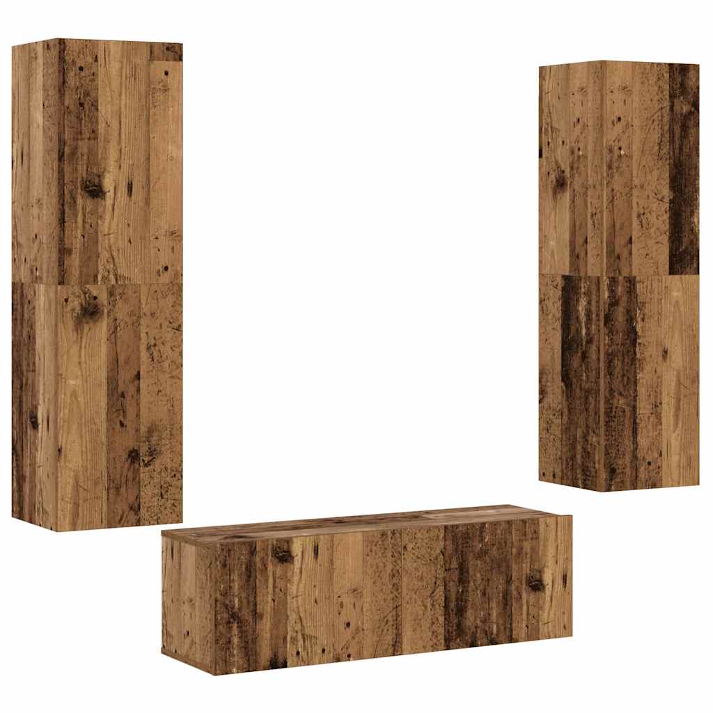 Meubles TV muraux 3 pcs vieux bois bois d'ingénierie