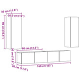 Meubles TV muraux 4 pcs chêne artisanal bois d'ingénierie