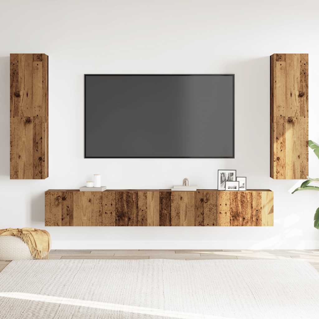 Meubles TV muraux 4 pcs vieux bois bois d'ingénierie