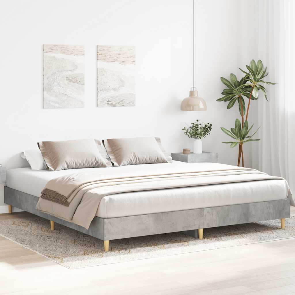 Cadre de lit sans matelas gris béton 180x200 cm bois ingénierie