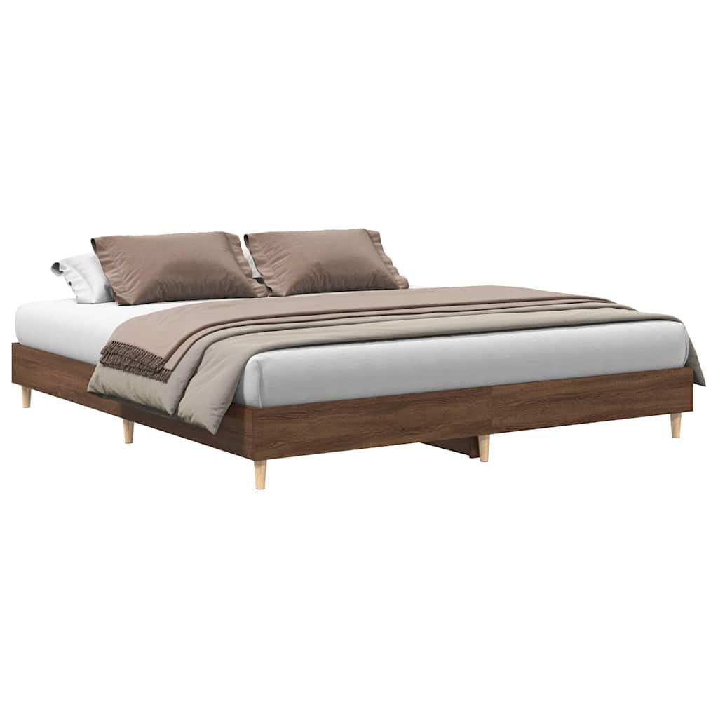 Bed frame without mattress brown oak 180x200 cm