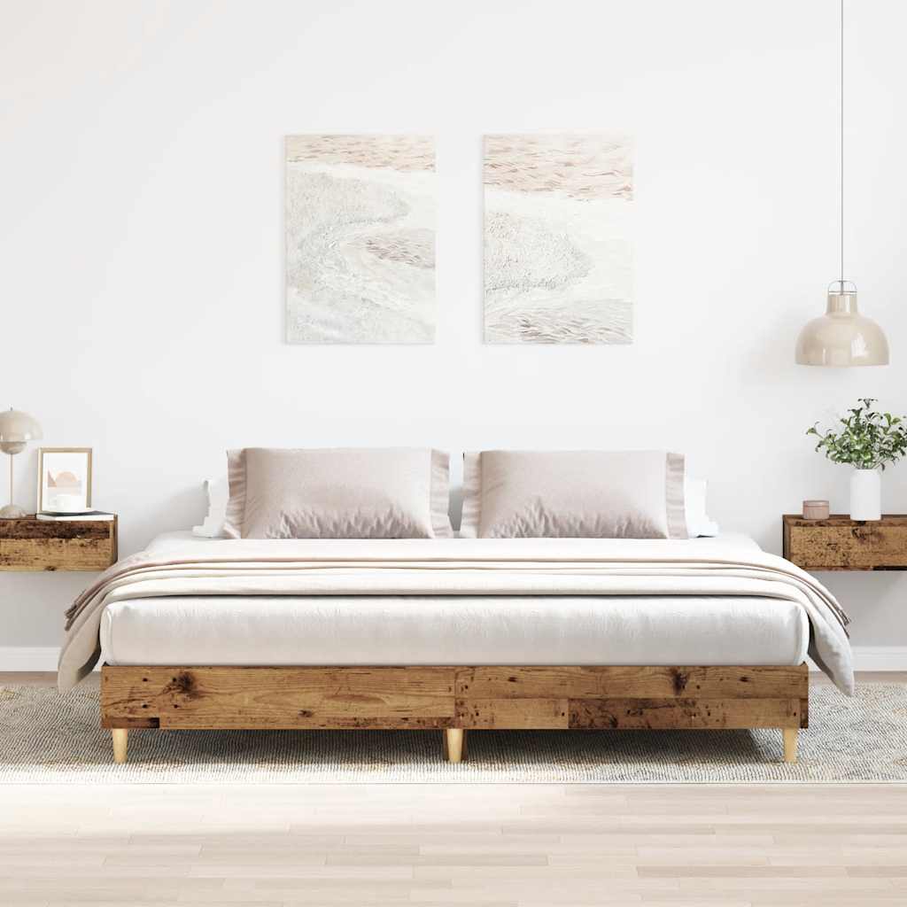 Cadre de lit sans matelas vieux bois 180x200 cm bois ingénierie