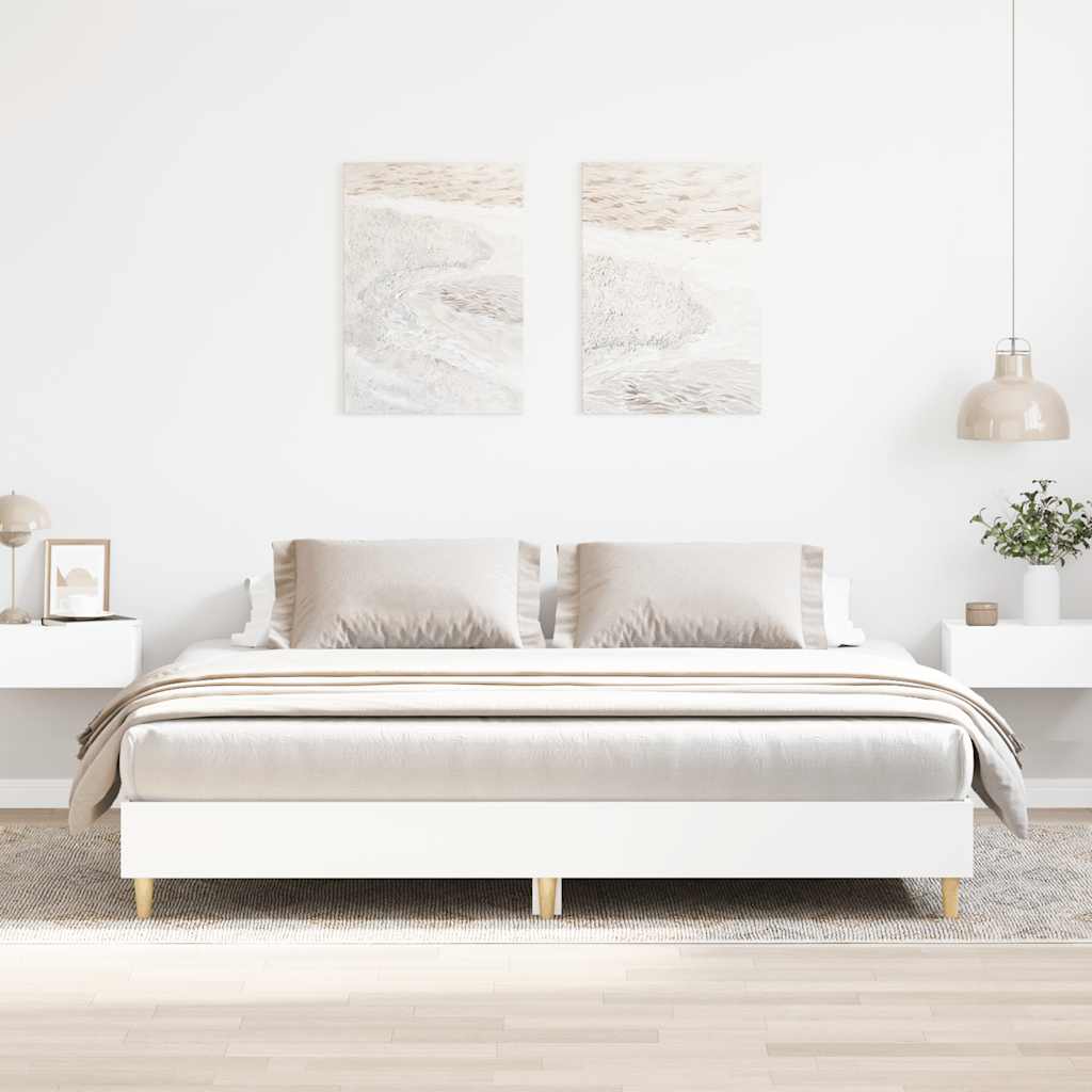 Cadre de lit sans matelas blanc 160x200 cm bois d'ingénierie