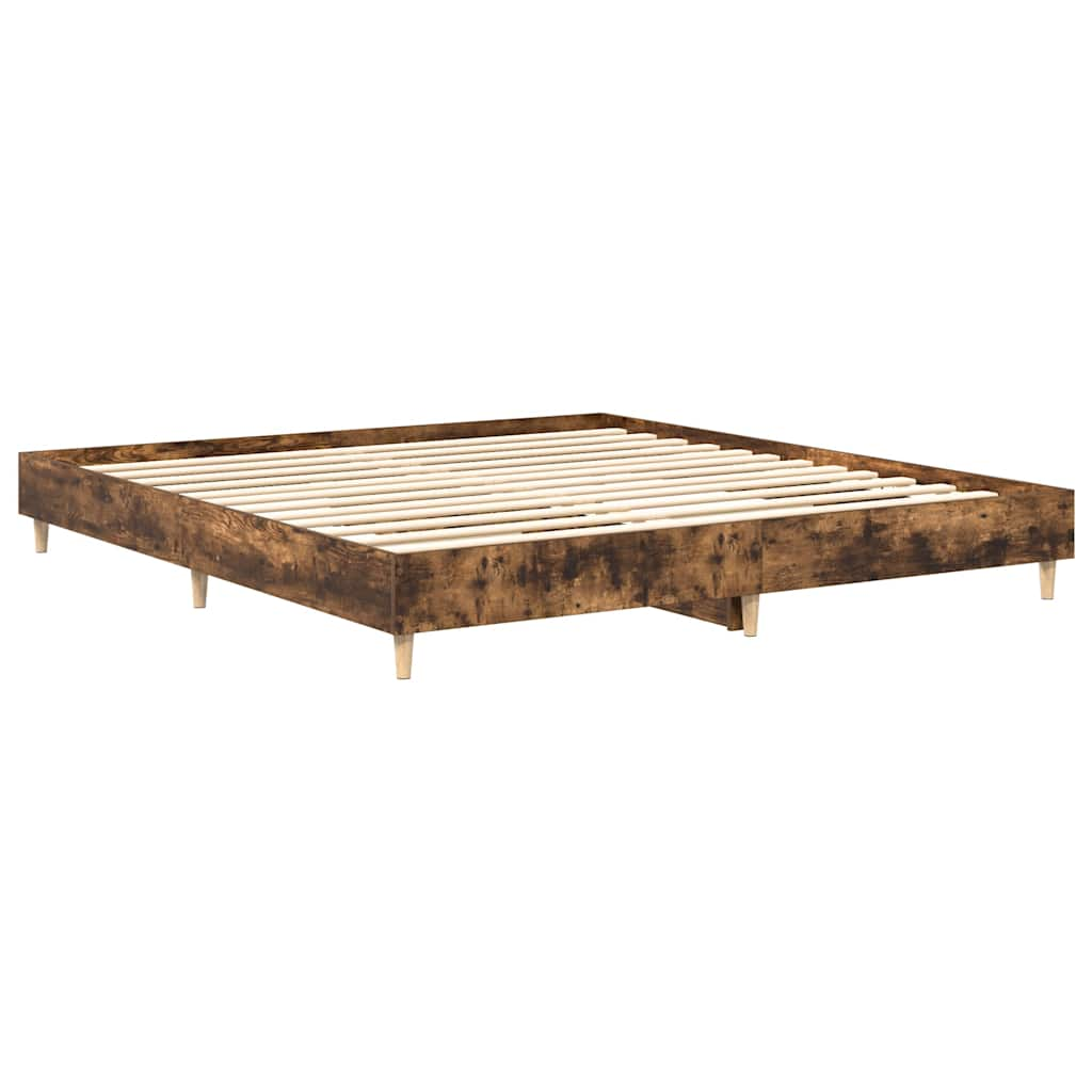 Cadre de lit sans matelas chêne fumé 160x200 cm bois ingénierie