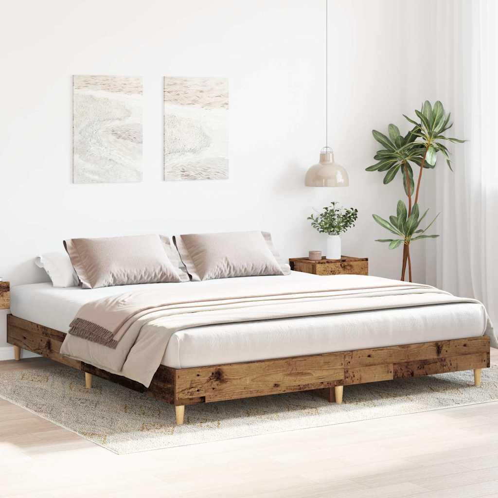 Cadre de lit sans matelas vieux bois 160x200 cm bois ingénierie