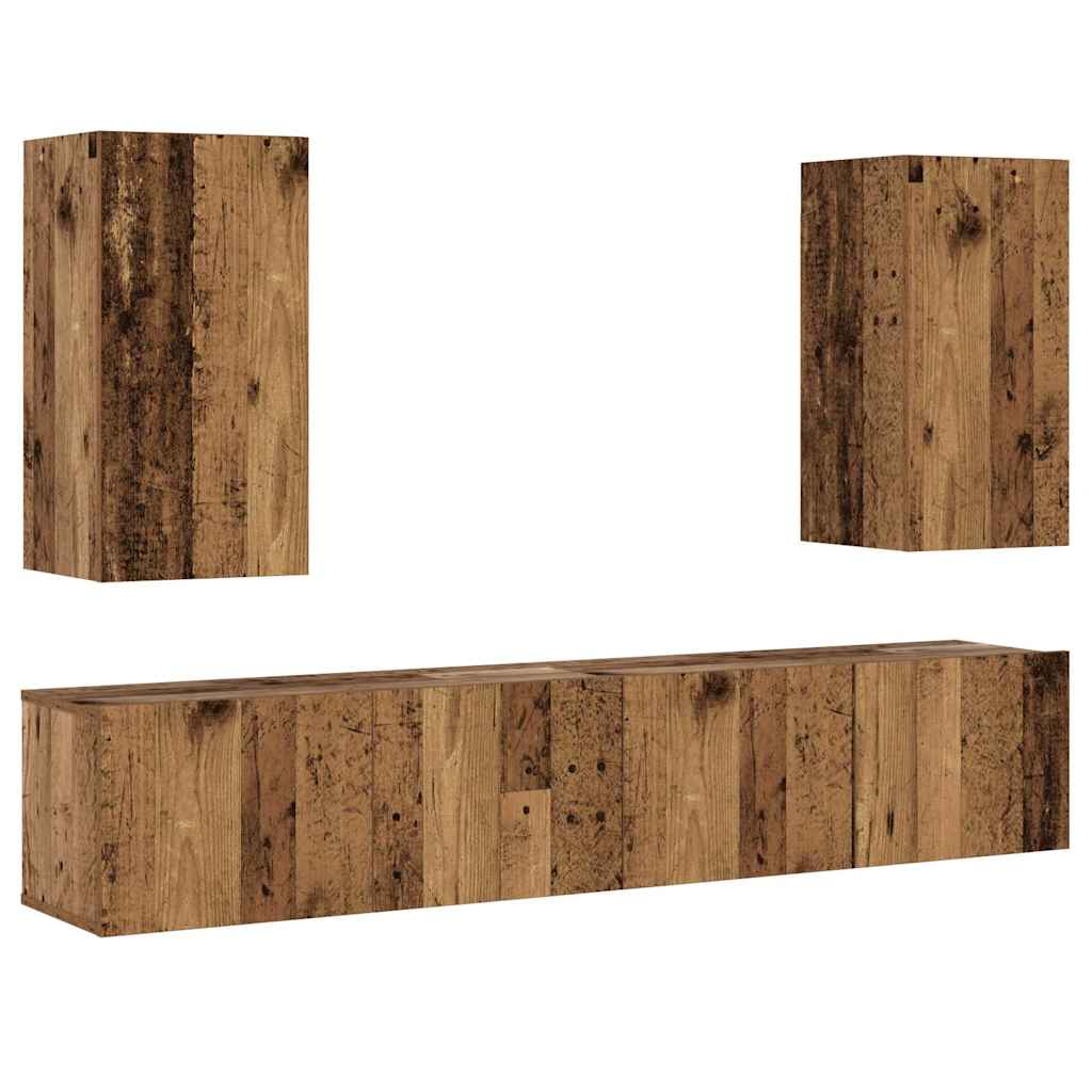 Meubles TV muraux 4 pcs vieux bois bois d'ingénierie