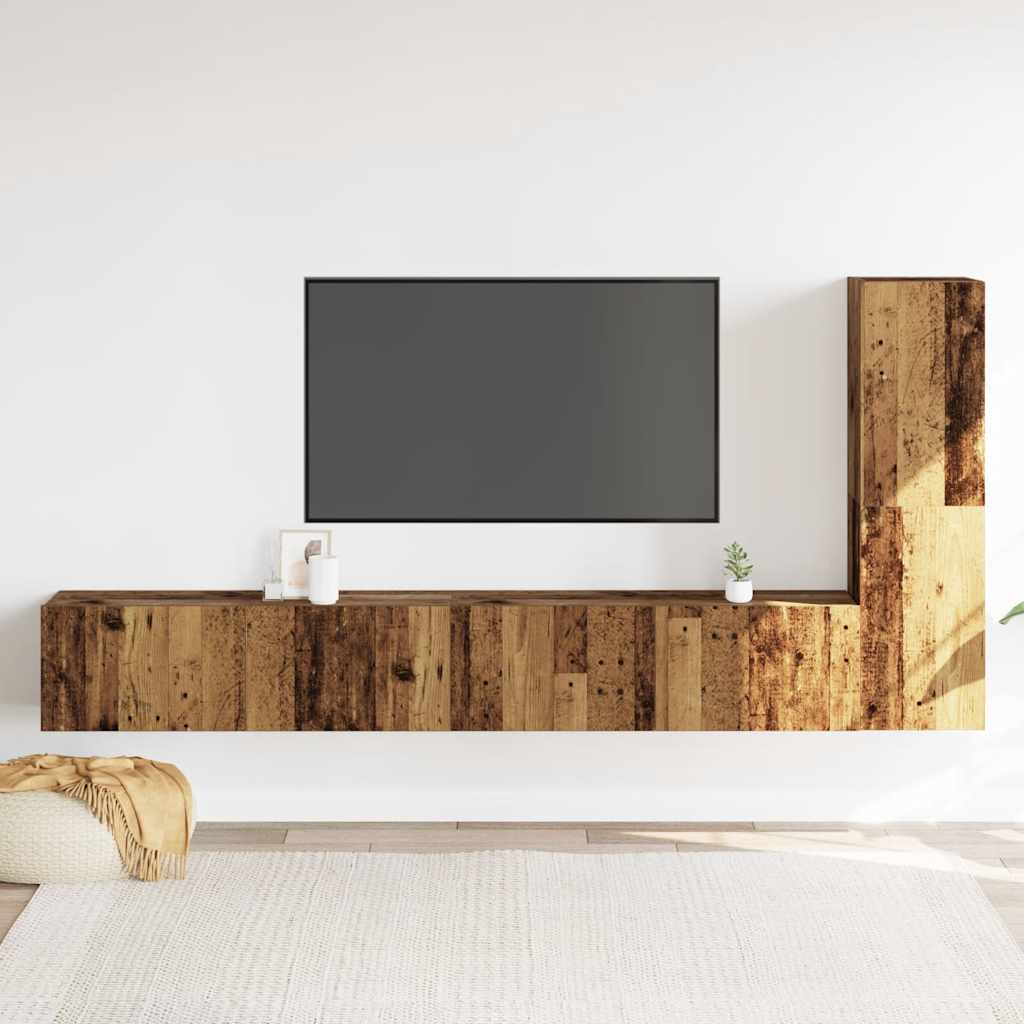 Meubles TV muraux 3 pcs vieux bois bois d'ingénierie