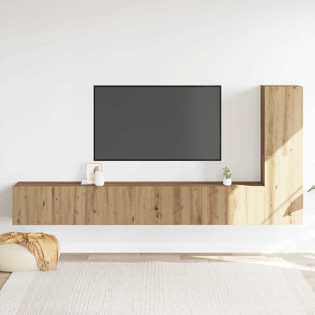 Meubles TV muraux 3 pcs chêne artisanal bois d'ingénierie