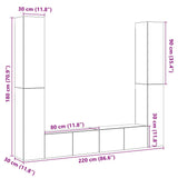 Meubles TV muraux 6 pcs vieux bois bois d'ingénierie