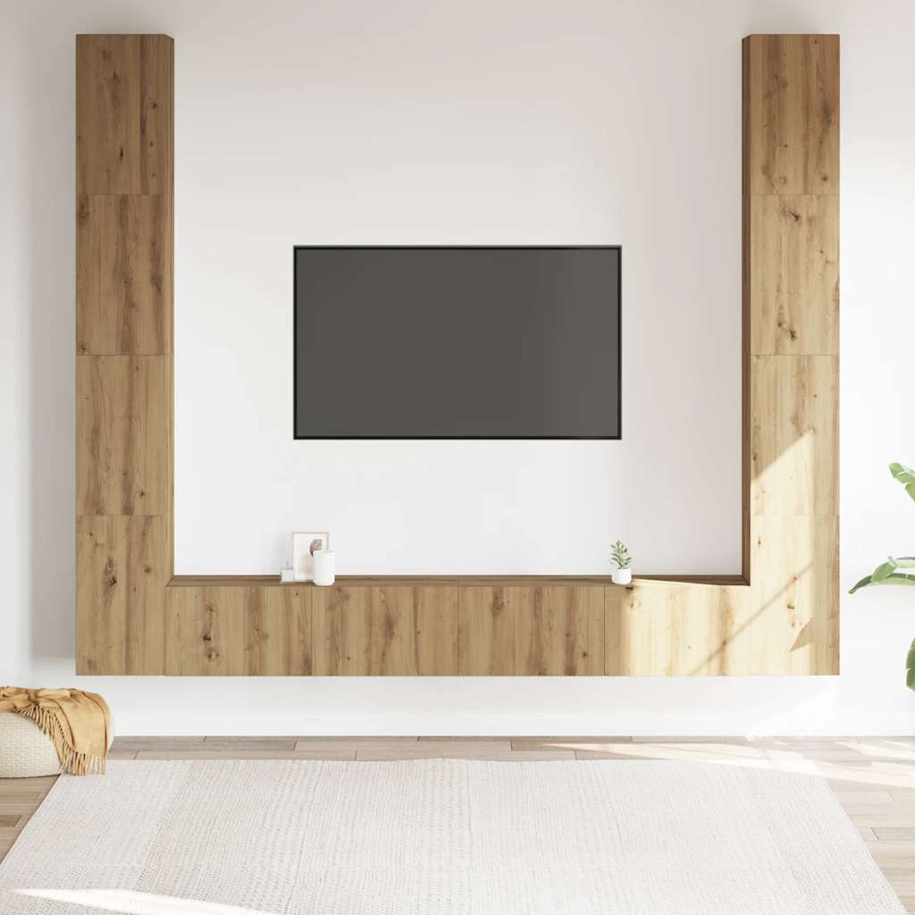 Meubles TV muraux 6 pcs chêne artisanal bois d'ingénierie