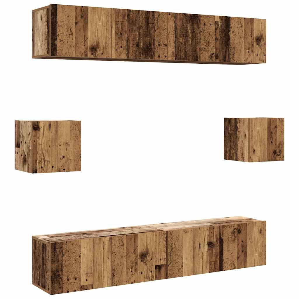 Ensemble de meuble TV mural 6 pcs vieux bois bois d'ingénierie