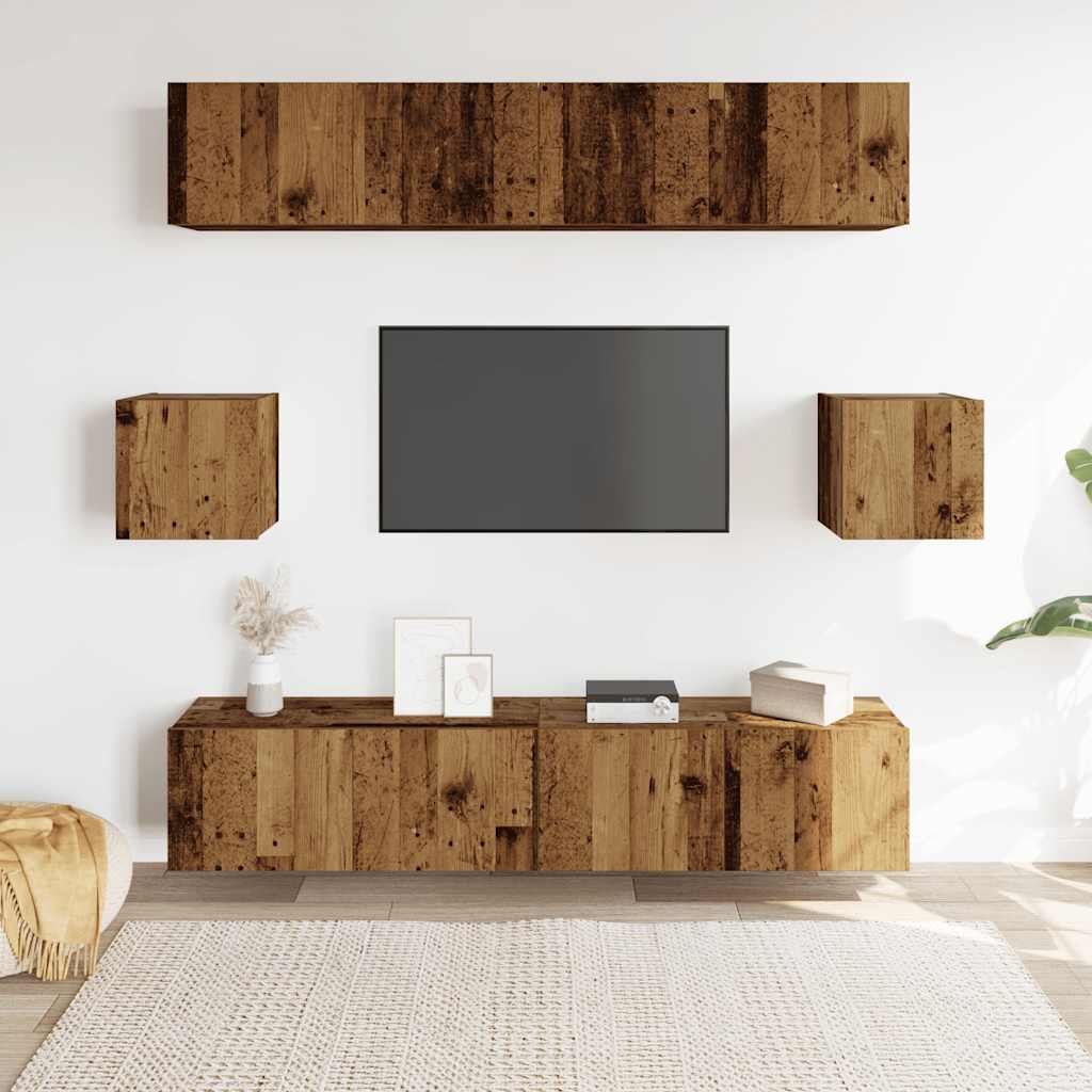 Ensemble de meuble TV mural 6 pcs vieux bois bois d'ingénierie