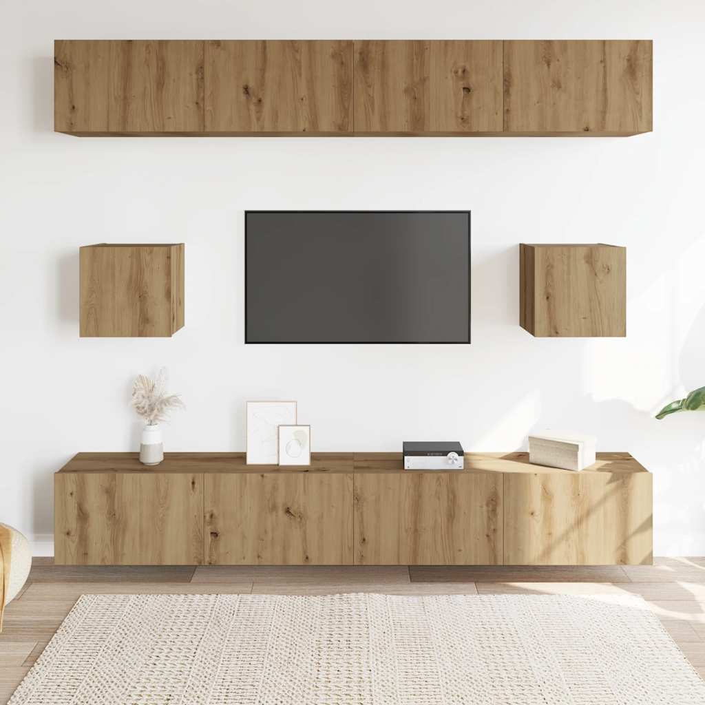 Ensemble de meuble TV mural 6 pcs chêne artisanal