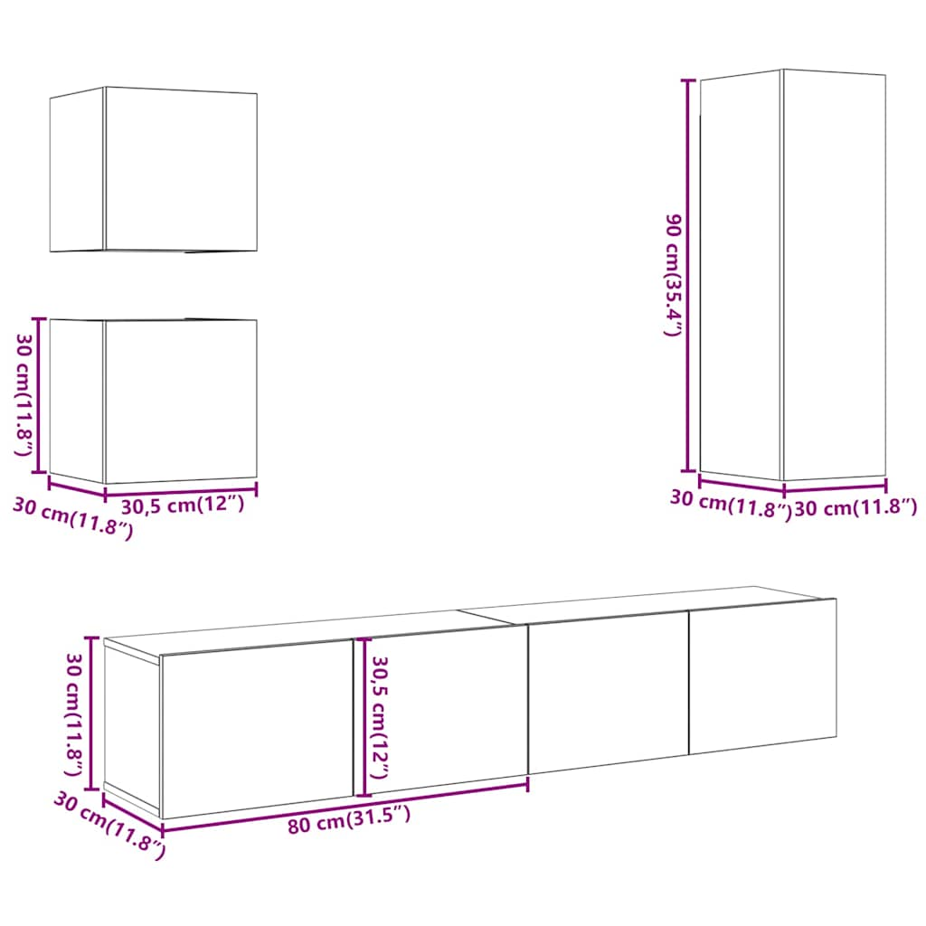 Ensemble de meuble TV mural 5 pcs chêne artisanal