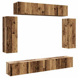 Ensemble de meuble TV mural 6 pcs vieux bois bois d'ingénierie