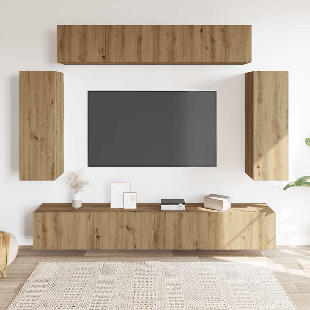 Ensemble de meuble TV mural 6 pcs chêne artisanal