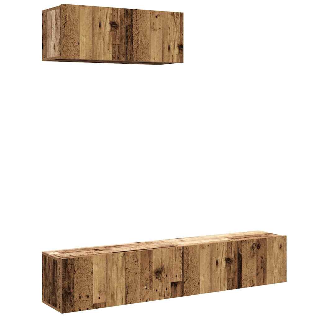 Ensemble de meuble TV mural 3 pcs vieux bois bois d'ingénierie