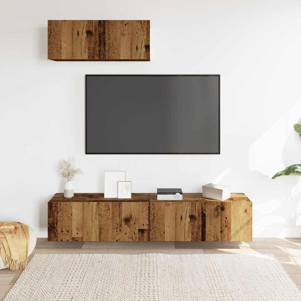 Ensemble de meuble TV mural 3 pcs vieux bois bois d'ingénierie