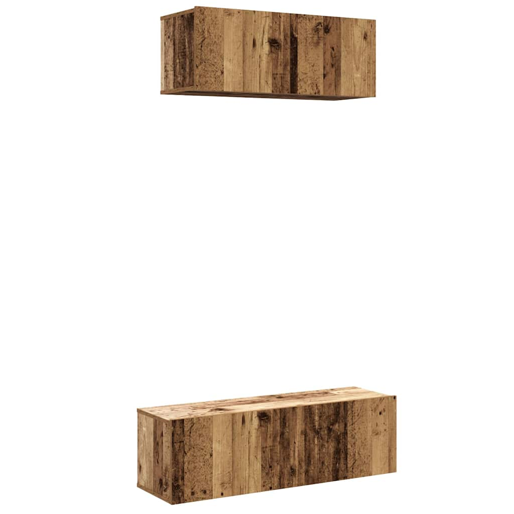 Ensemble de meuble TV mural 2 pcs vieux bois bois d'ingénierie