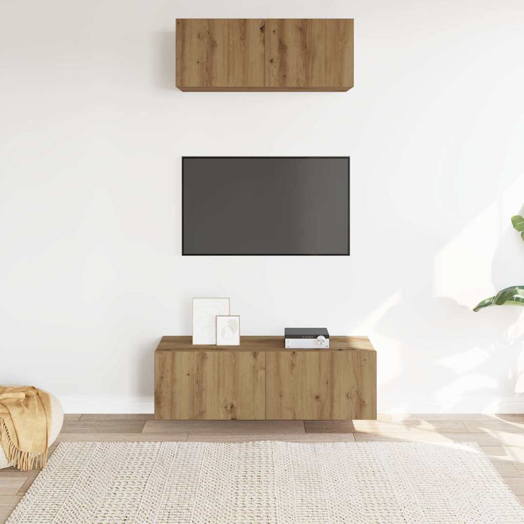 Ensemble de meuble TV mural 2 pcs chêne artisanal