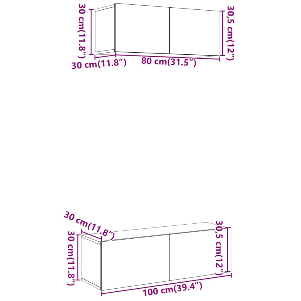 Ensemble de meuble TV mural 2 pcs chêne artisanal