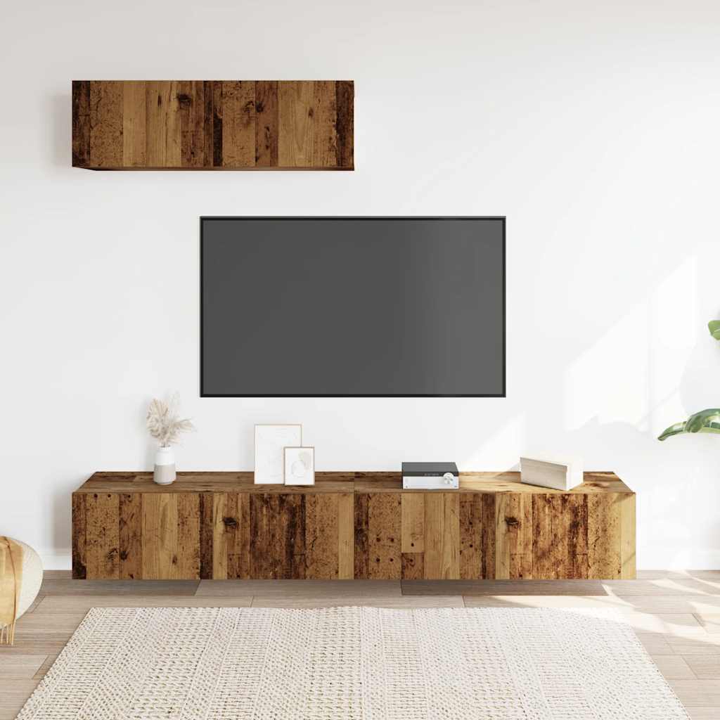 Meubles TV muraux 3 pcs vieux bois 100x30x30 cm bois ingénierie