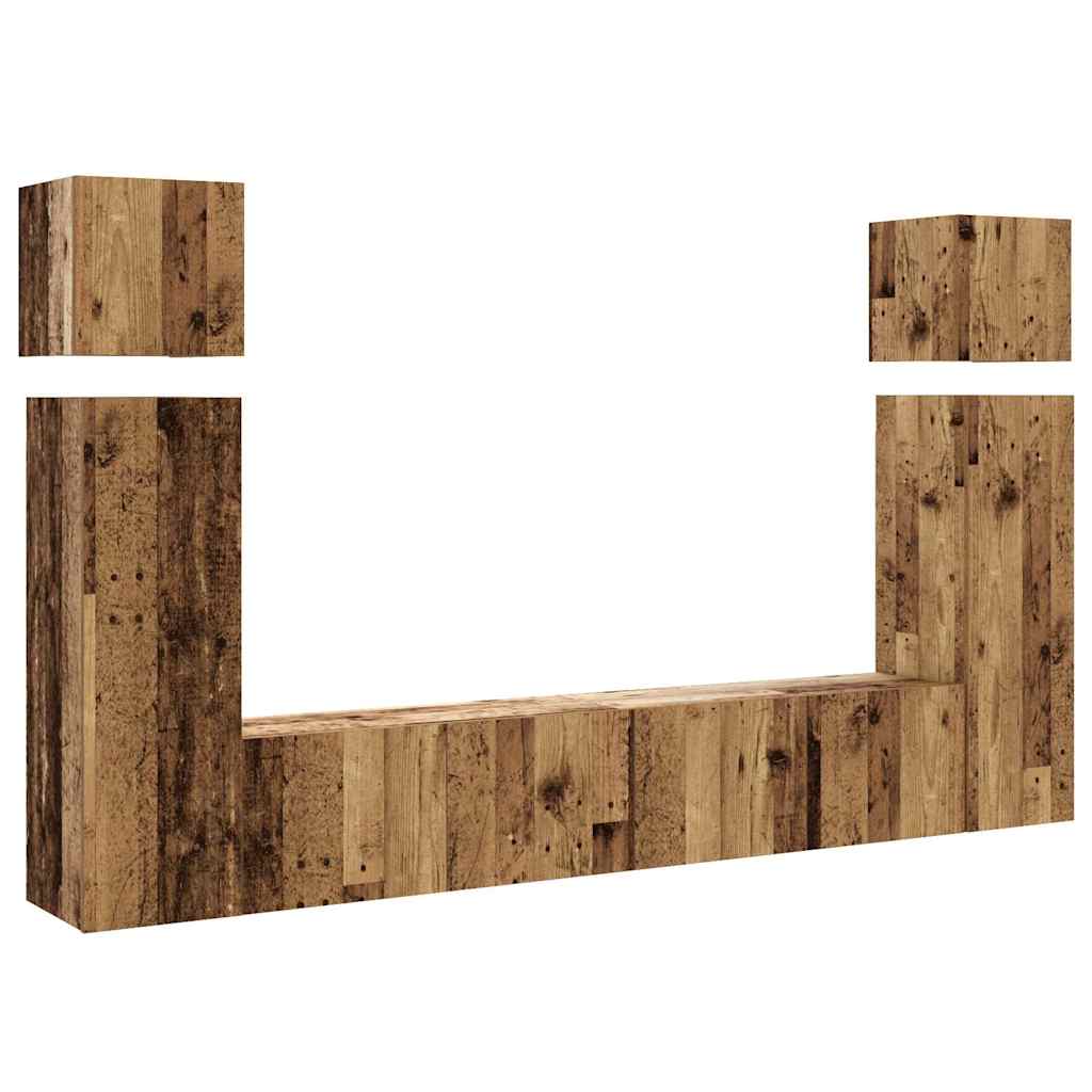 Ensemble de meuble TV mural 8 pcs vieux bois bois d'ingénierie