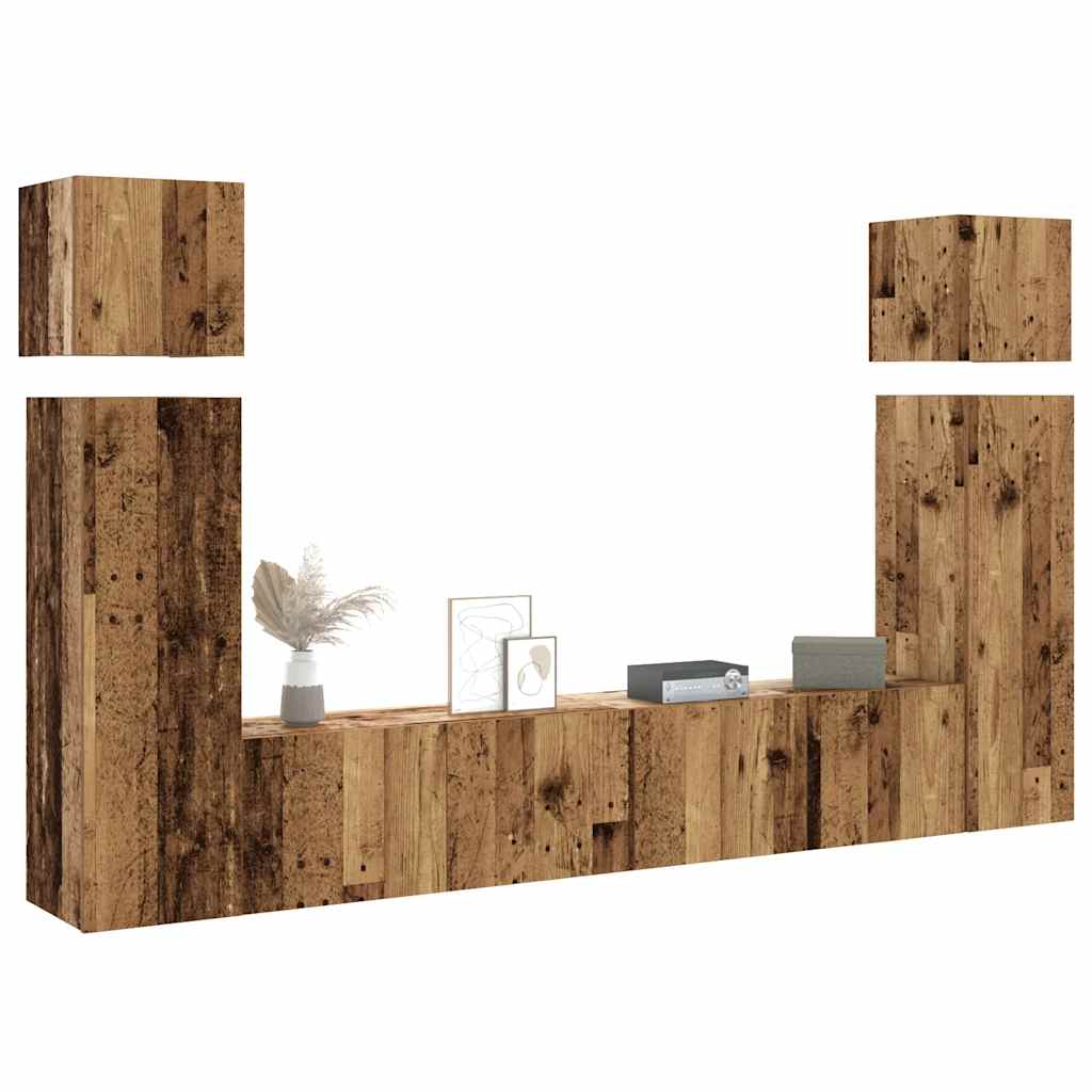 Ensemble de meuble TV mural 8 pcs vieux bois bois d'ingénierie