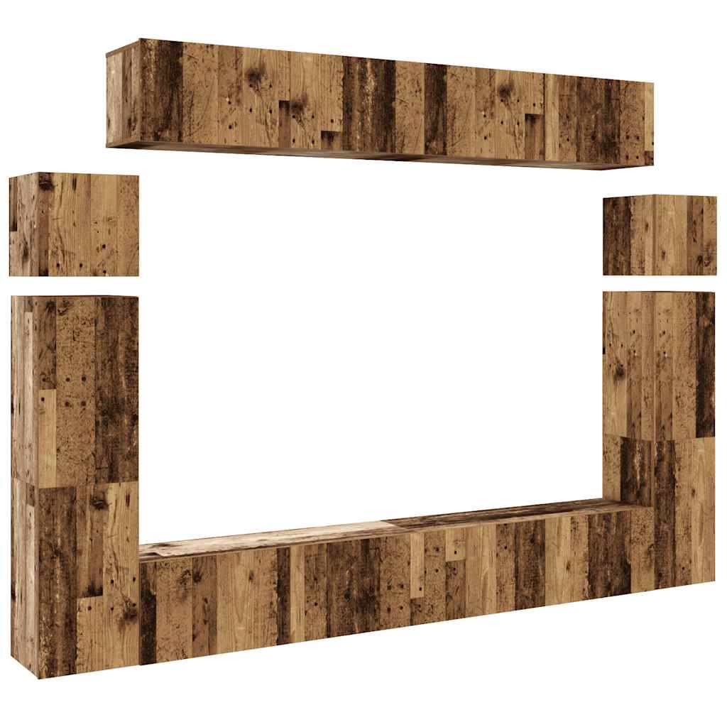 Ensemble de meuble TV mural 8 pcs vieux bois bois d'ingénierie