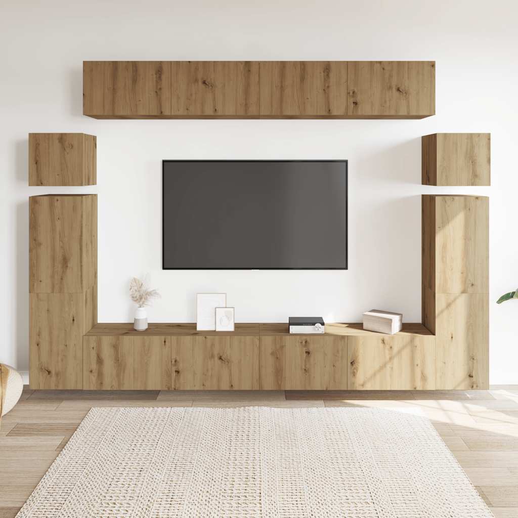 Ensemble de meuble TV mural 8 pcs chêne artisanal