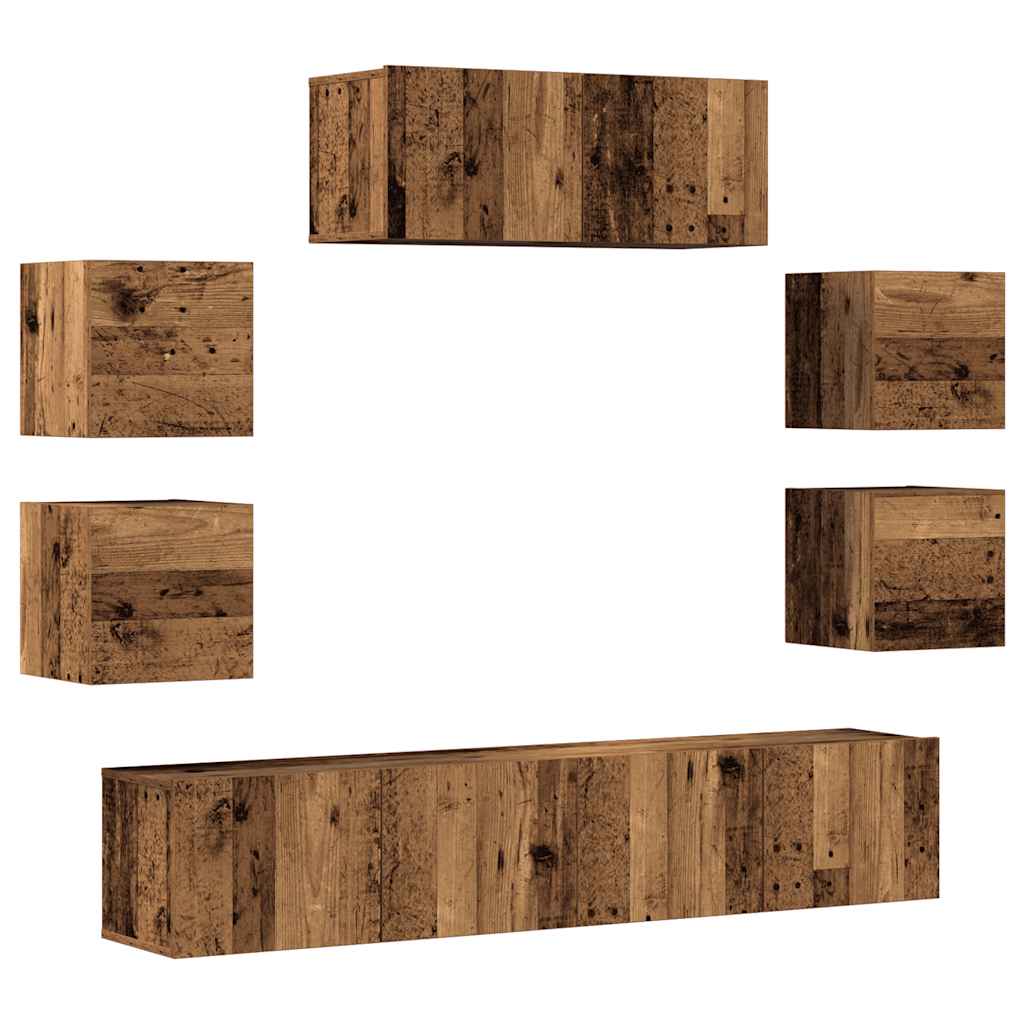 Ensemble de meuble TV mural 7 pcs vieux bois bois d'ingénierie