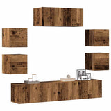 Ensemble de meuble TV mural 7 pcs vieux bois bois d'ingénierie