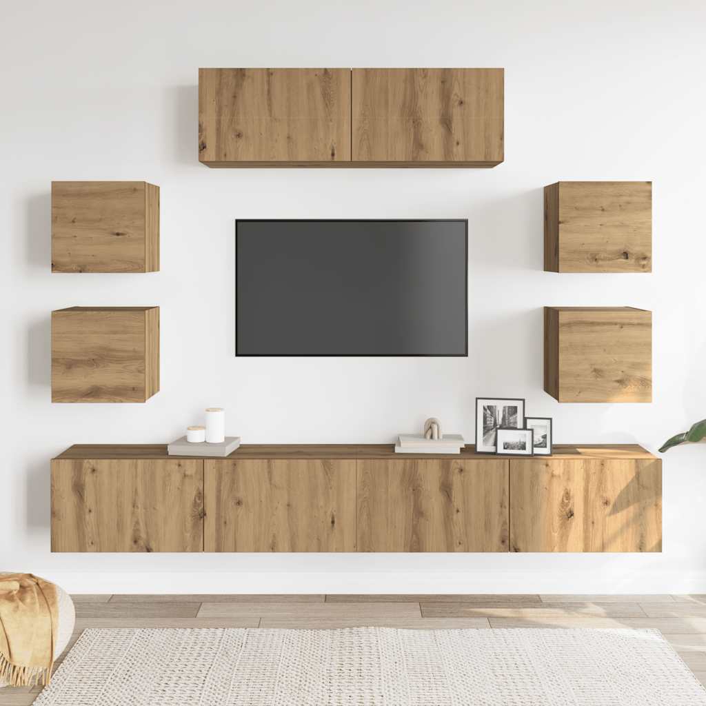 Ensemble de meuble TV mural 7 pcs chêne artisanal