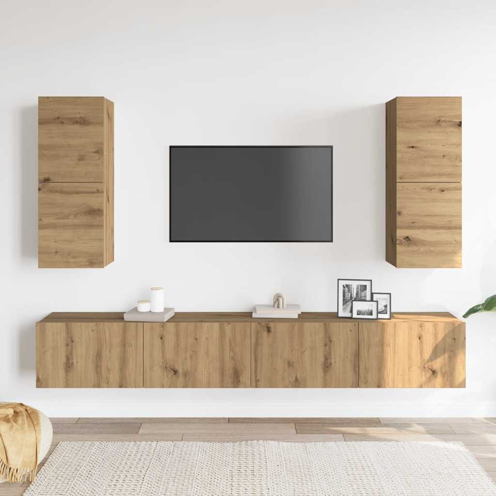 Ensemble de meuble TV mural 4 pcs chêne artisanal