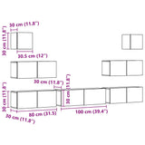 Ensemble de meuble TV mural 7 pcs vieux bois bois d'ingénierie