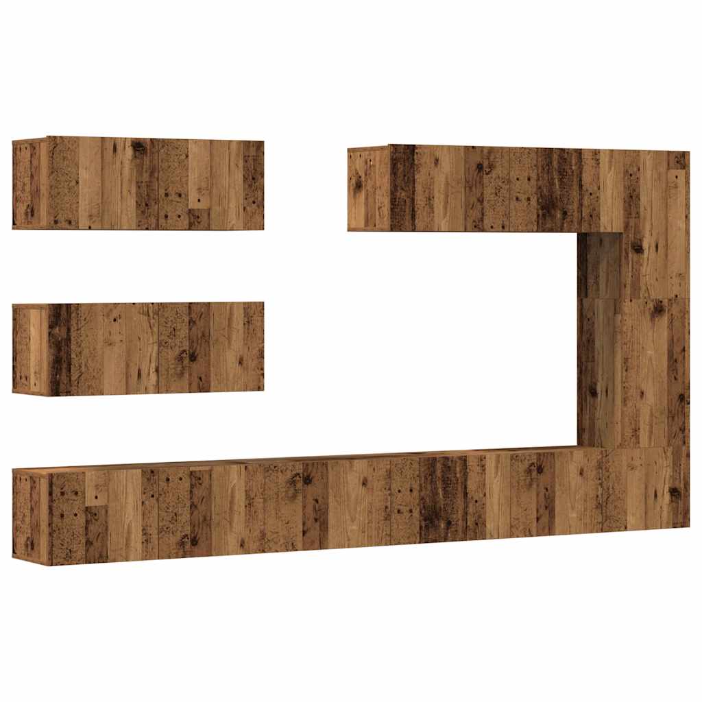 Ensemble de meuble TV mural 7 pcs vieux bois bois d'ingénierie